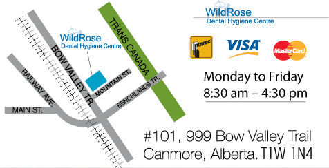 Map for locating Wildrose Dental Hygiene, Canmore, AB